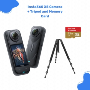 Insta360 ONE X5 camera plus tripod and memory card